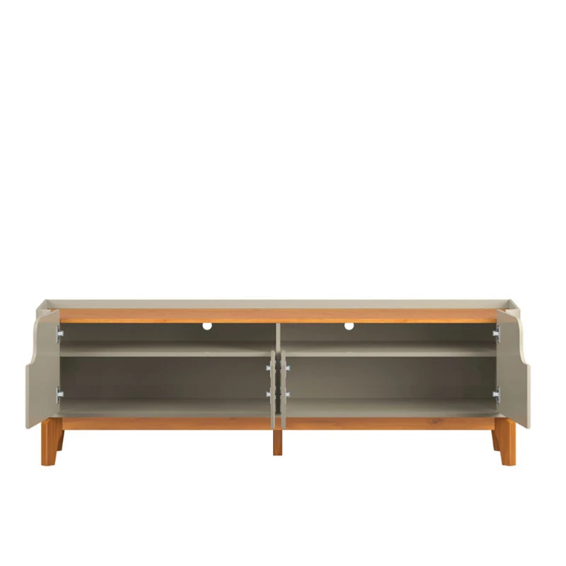 Rack com 160cm Cantos Arredondados 4 portas Para Tv 65 Flip 1.6 Patrimar Off White/Cinamomo