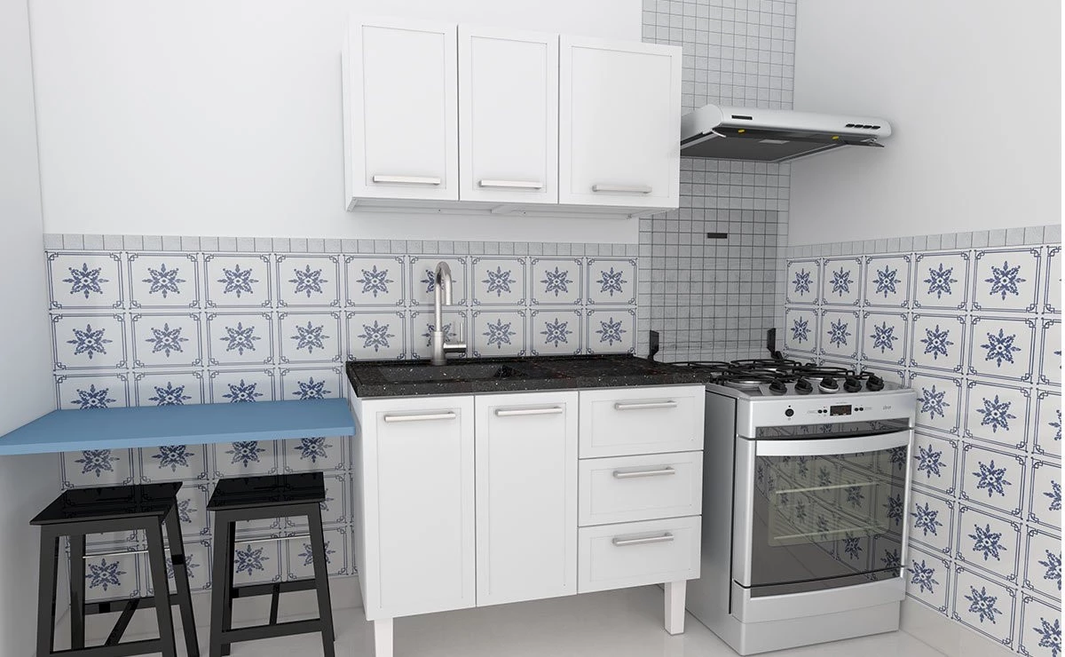 Armário Aéreo de Cozinha 3 Portas Apolo Flat 100 Cozimax Branco