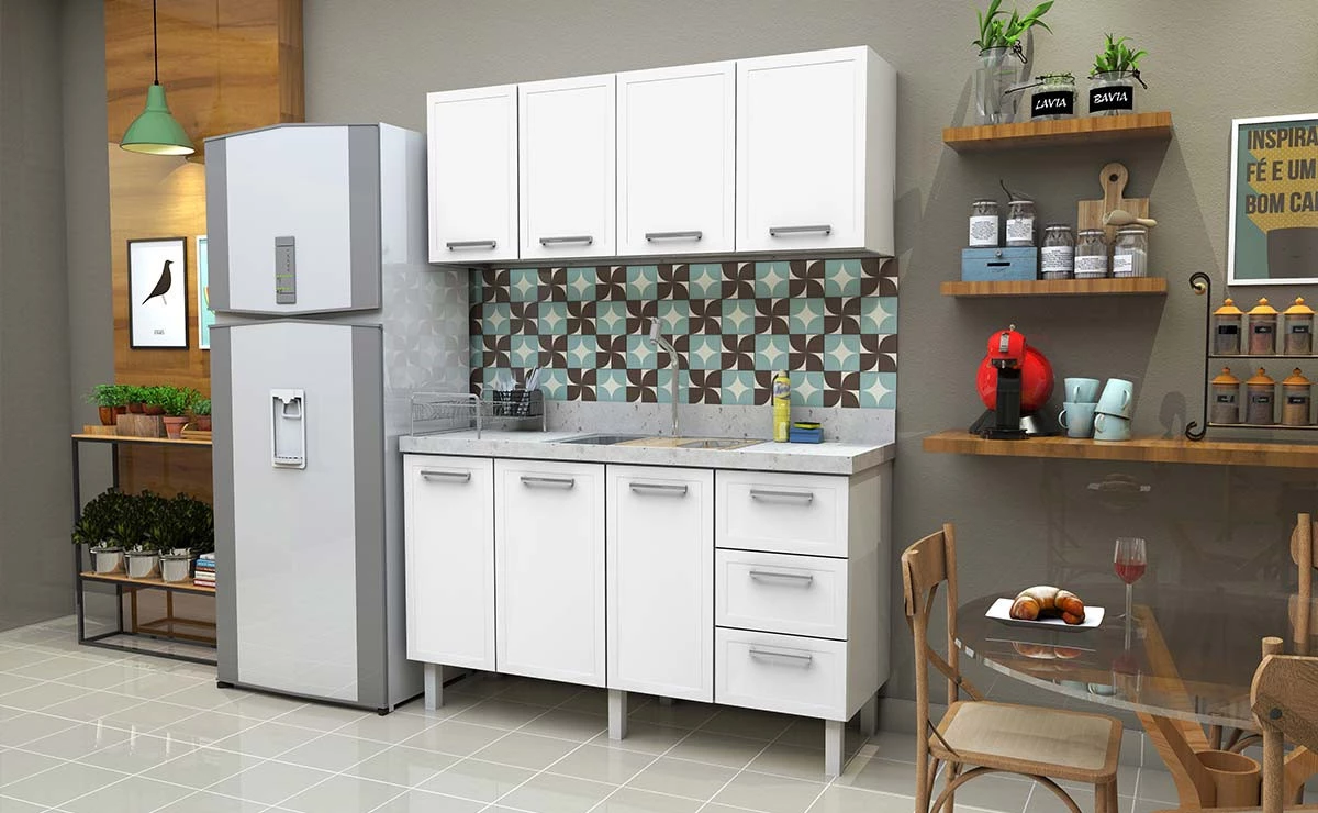 Armário Aéreo de Cozinha 4 Portas Apolo Flat 150 Cozimax Branco