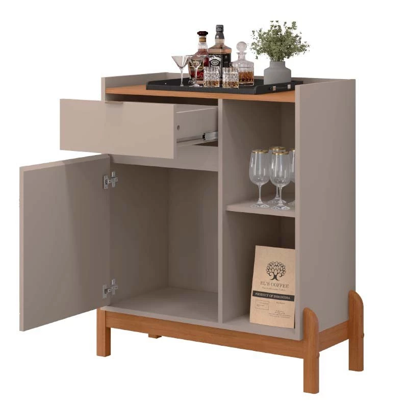 Aparador Bar Pequeno 81cm Bari Casa D Off White/Cedro