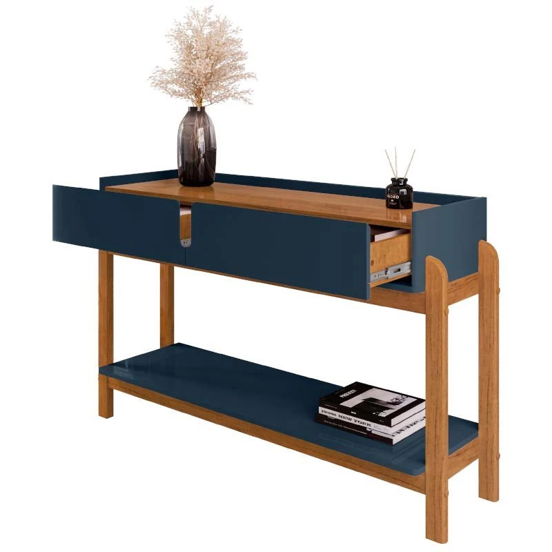 Aparador 130cm 2 Gavetas Sala Lizz Casa D Azul/Cedro