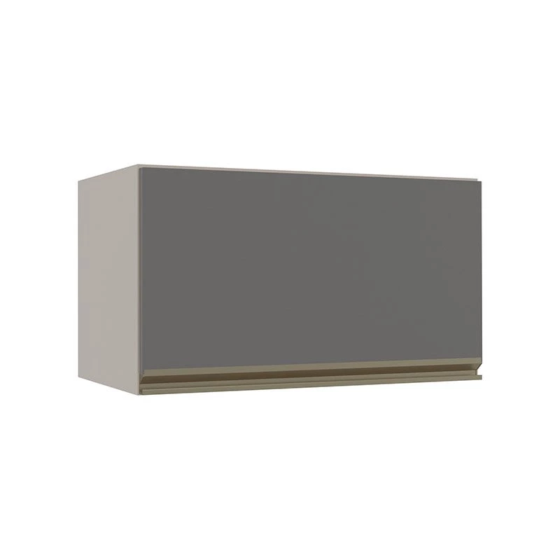 Módulo Armário Aéreo 60cm Porta Basculante 100% MDF Cozinha Modulada Gold Robel Fendi/Cinza