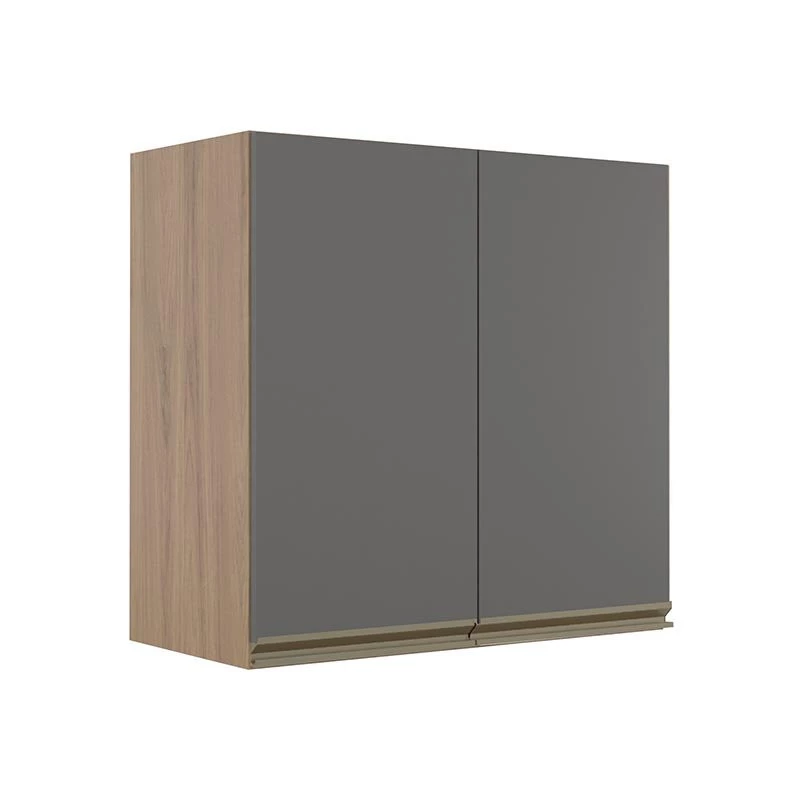 Módulo Armário Aéreo 68x70 2 Portas 100% MDF Cozinha Modulada Gold Robel Hanover/Cinza