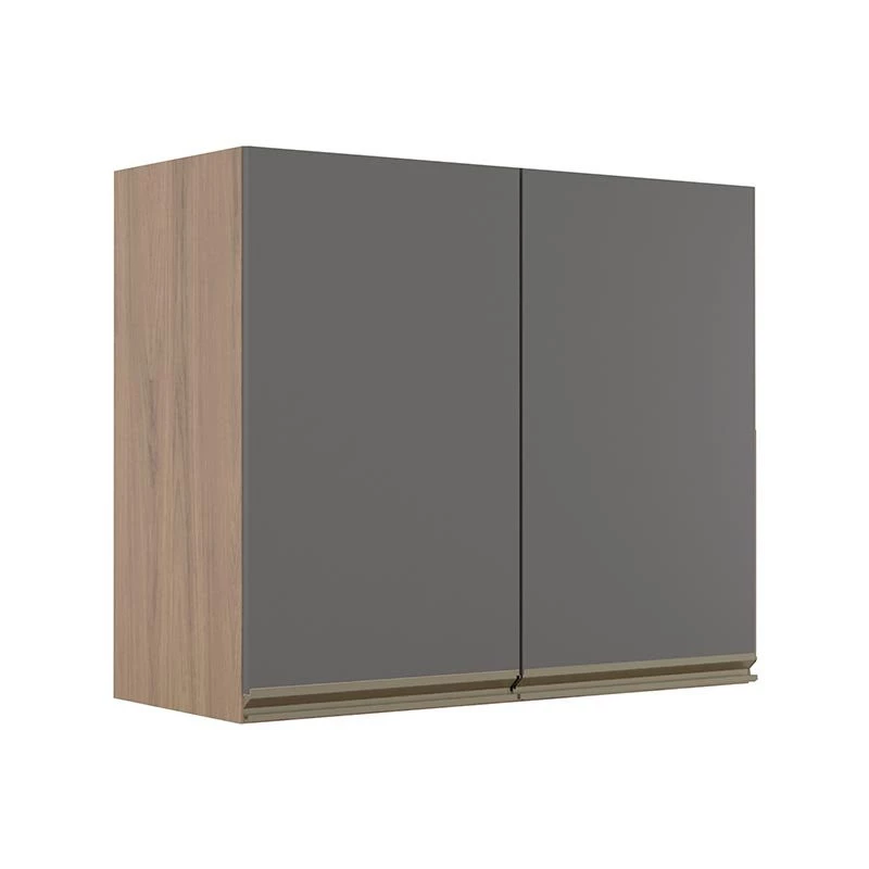 Módulo Armário Aéreo 68x80 2 Portas 100% MDF Cozinha Modulada Gold Robel Hanover/Cinza