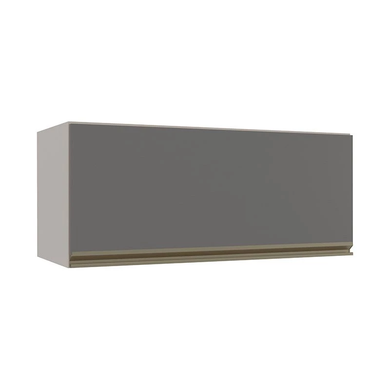 Módulo Armário Aéreo 80cm Porta Basculante 100% MDF Cozinha Modulada Gold Robel Fendi/Cinza