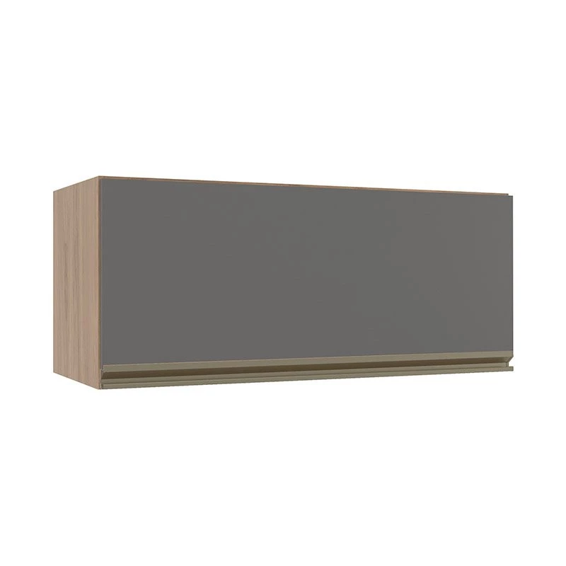 Módulo Armário Aéreo 80cm Porta Basculante 100% MDF Cozinha Modulada Gold Robel Hanover/Cinza