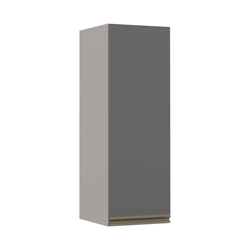 Módulo Armário Aéreo 88x30 1 Porta 100% MDF Cozinha Modulada Gold Robel Fendi/Cinza