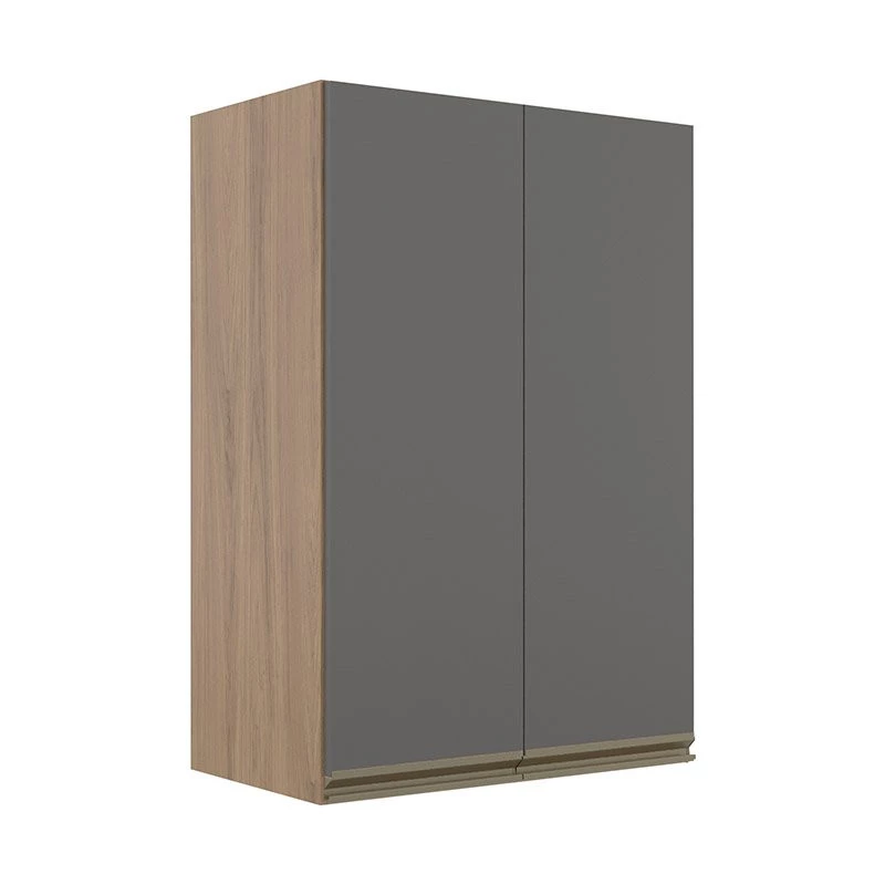 Módulo Armário Aéreo 88x60 2 Portas 100% MDF Cozinha Modulada Gold Robel Hanover/Cinza