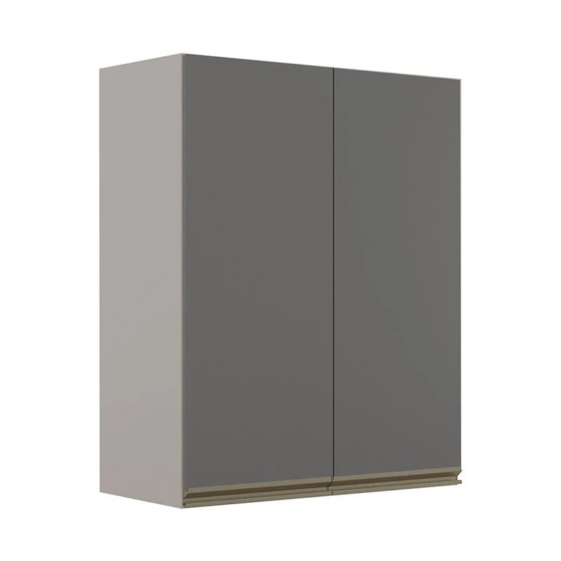 Módulo Armário Aéreo 88x70 2 Portas 100% MDF Cozinha Modulada Gold Robel Fendi/Cinza