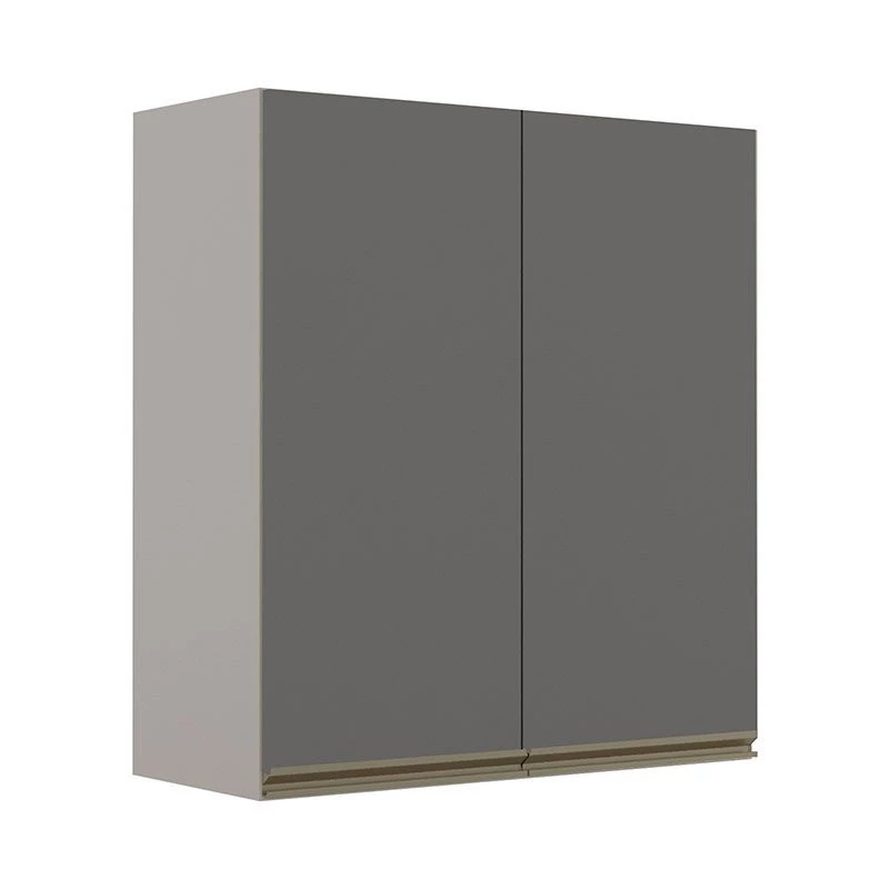 Módulo Armário Aéreo 88x80 2 Portas 100% MDF Cozinha Modulada Gold Robel Fendi/Cinza