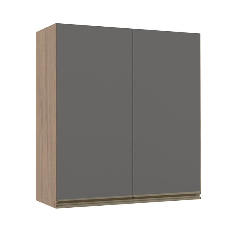 Módulo Armário Aéreo 88x80 2 Portas 100% MDF Cozinha Modulada Gold Robel Hanover/Cinza
