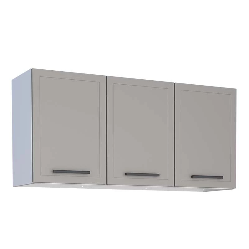 Armário Aéreo de Cozinha Aço 3 Portas Juno/Apolo 120 Cozimax Cinza Argila