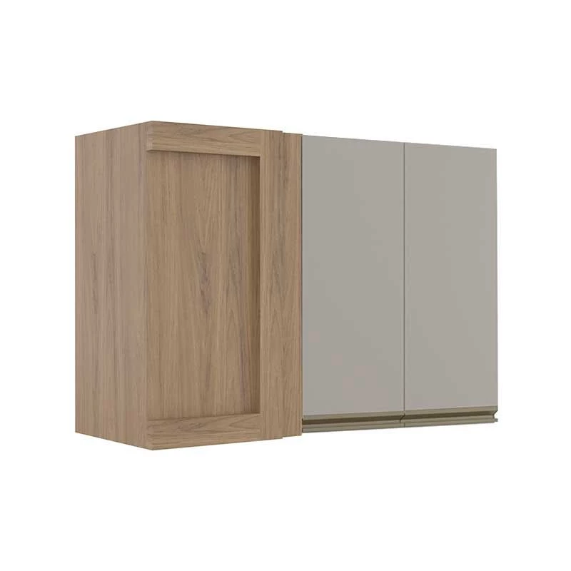 Módulo Armário Aéreo 68x100 Canto Reto Direito 100% MDF Cozinha Modulada Gold Robel Hanover/Fendi