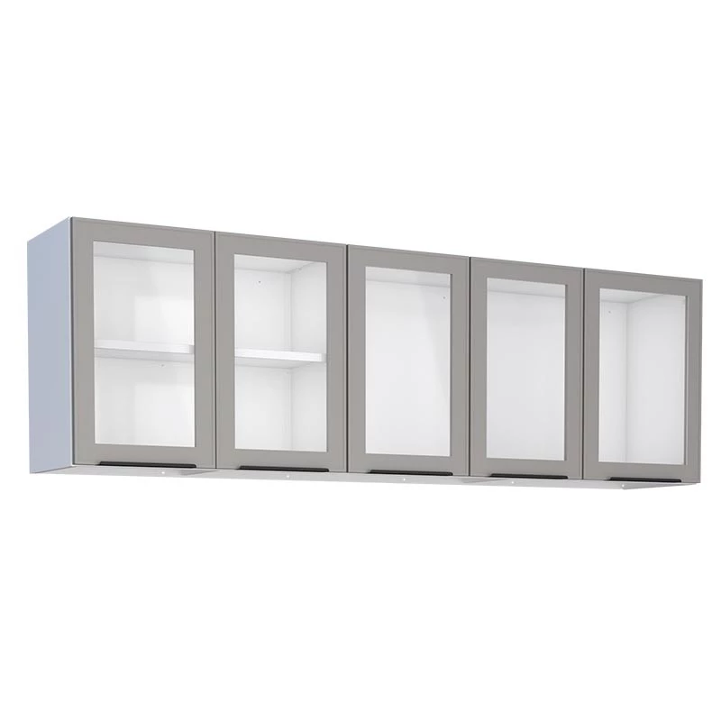 Armário Aéreo de Cozinha Aço 5 Portas Vidro Juno/Apolo 200 Cozimax Cinza Argila