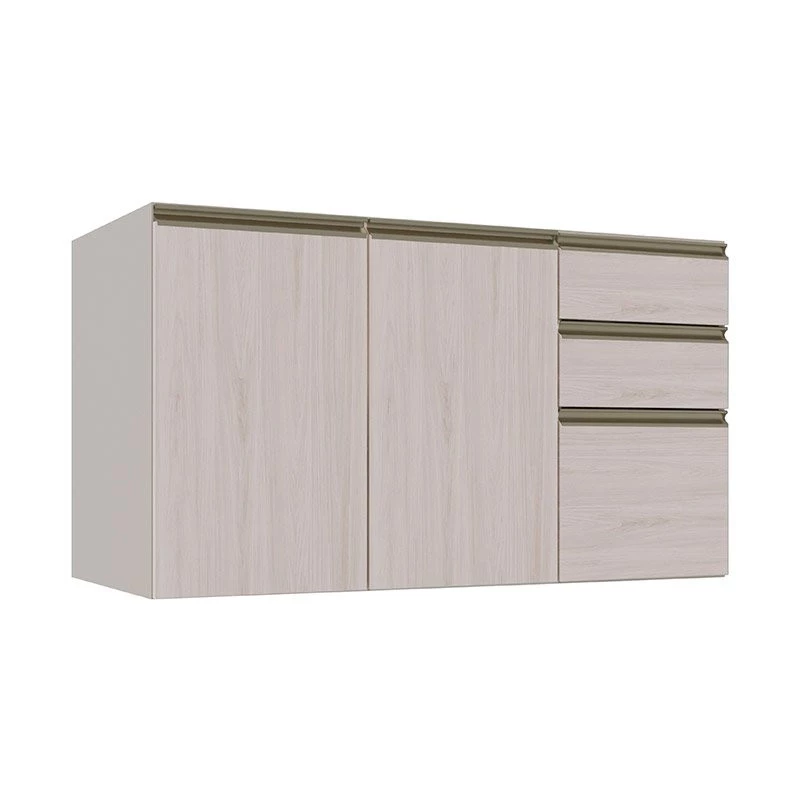 Módulo Balcão 120cm 3 Gavetas 100% MDF Cozinha Modulada Gold Robel Fendi/Aspen