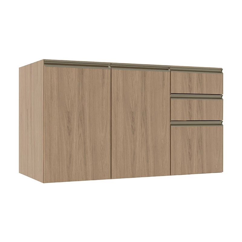 Módulo Balcão 120cm 3 Gavetas 100% MDF Cozinha Modulada Gold Robel Hanover/Hanover