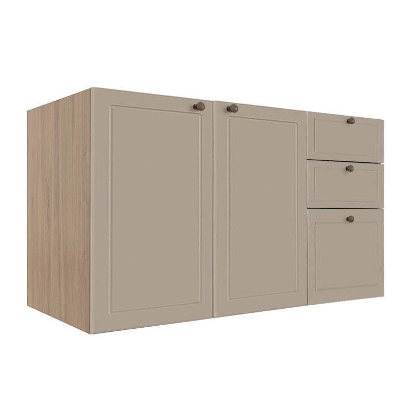 Módulo Balcao 120cm 3 Gavetas 2 Portas 100% MDF Cozinha Modulada Provence Robel Hanover/Fendi Matte
