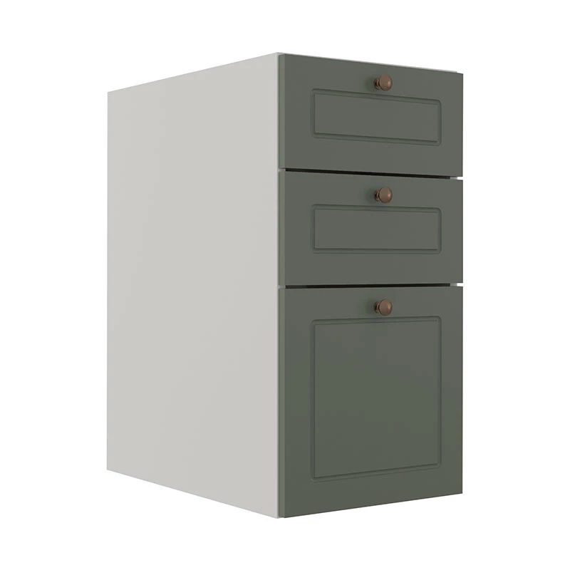 Módulo Balcao 35cm 3 Gavetas 100% MDF Cozinha Modulada Provence Robel Branco/Salvia Matte