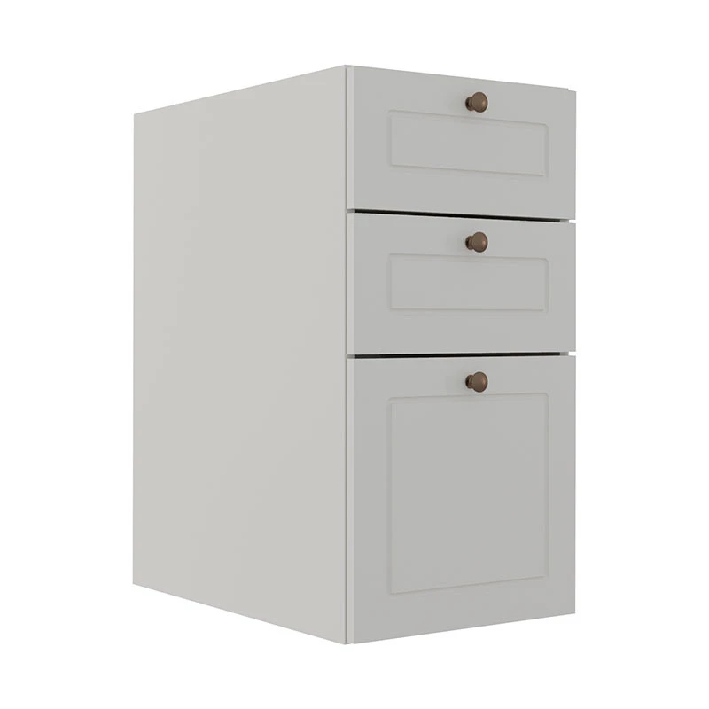 Módulo Balcao 35cm 3 Gavetas 100% MDF Cozinha Modulada Provence Robel Branco/Branco Matte