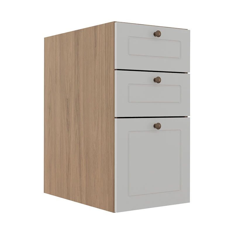 Módulo Balcao 35cm 3 Gavetas 100% MDF Cozinha Modulada Provence Robel Hanover/Branco Matte