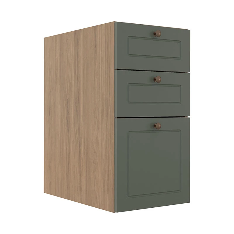 Módulo Balcao 35cm 3 Gavetas 100% MDF Cozinha Modulada Provence Robel Hanover/Salvia Matte