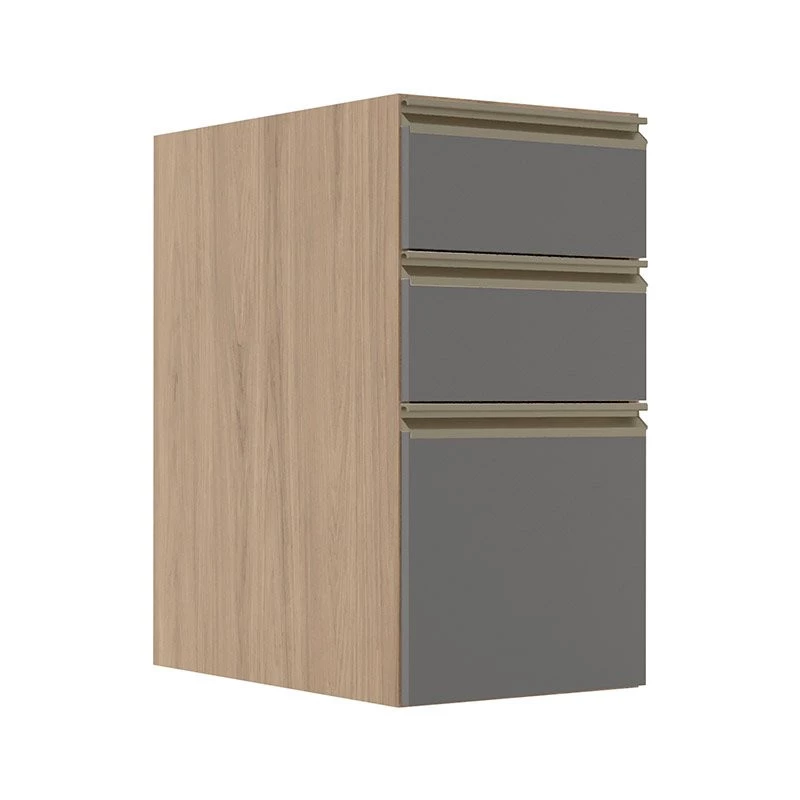 Módulo Balcão 35cm 3 Gavetas 100% MDF Cozinha Modulada Gold Robel Hanover/Cinza