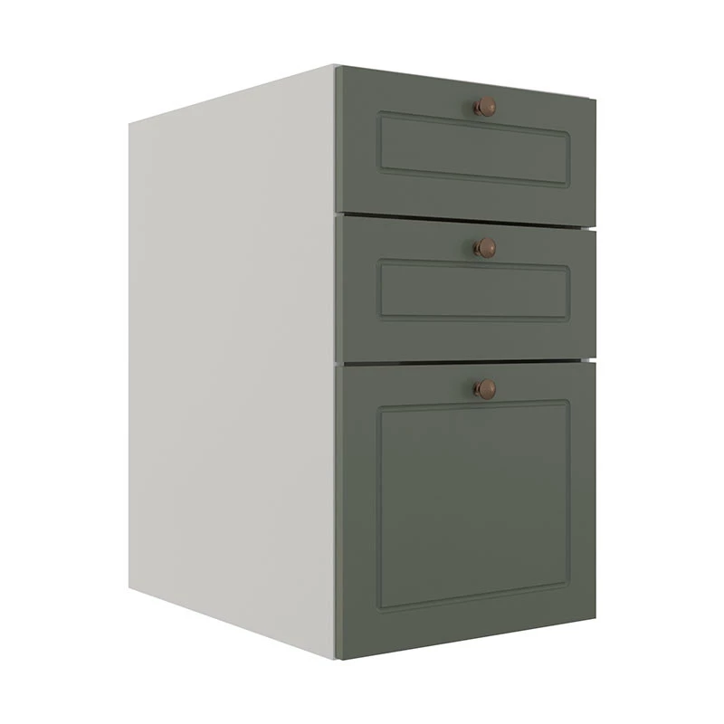 Módulo Balcao 40cm 3 Gavetas 100% MDF Cozinha Modulada Provence Robel Branco/Salvia Matte