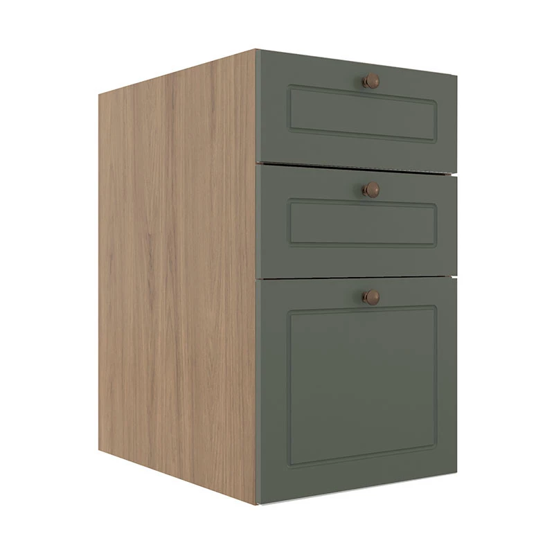 Módulo Balcao 40cm 3 Gavetas 100% MDF Cozinha Modulada Provence Robel Hanover/Salvia Matte