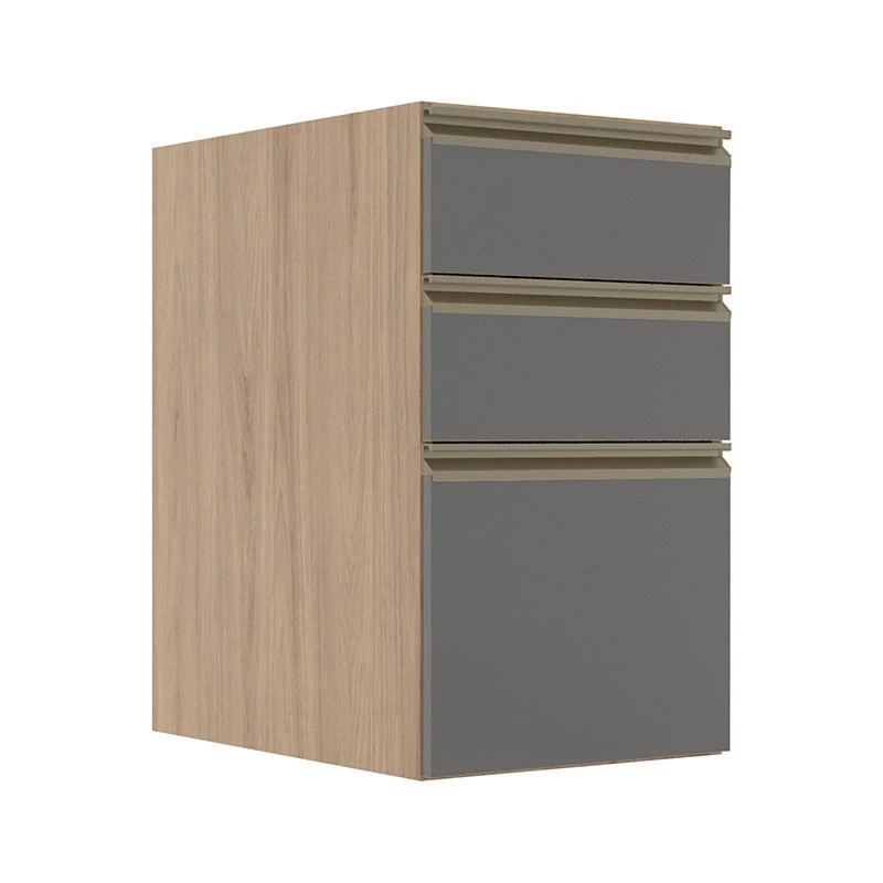 Módulo Balcão 40cm 3 Gavetas 100% MDF Cozinha Modulada Gold Robel Hanover/Cinza