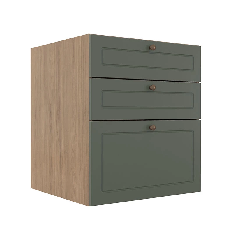 Módulo Balcao 60cm 3 Gavetas 100% MDF Cozinha Modulada Provence Robel Hanover/Salvia Matte