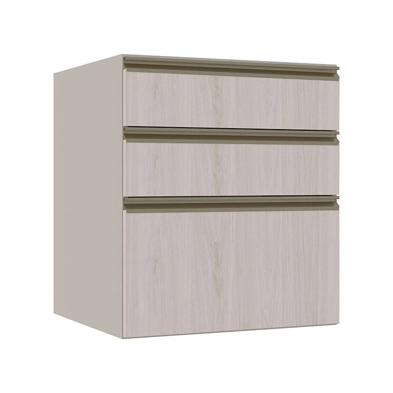 Módulo Balcão 60cm 3 Gavetas 100% MDF Cozinha Modulada Gold Robel Fendi/Aspen