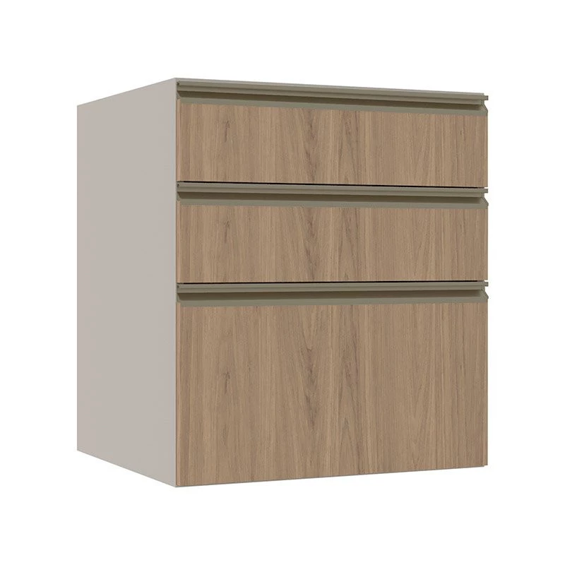 Módulo Balcão 60cm 3 Gavetas 100% MDF Cozinha Modulada Gold Robel Fendi/Hanover