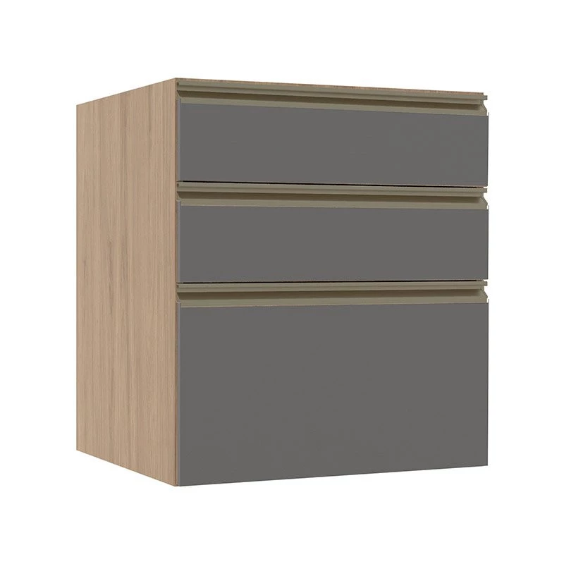 Módulo Balcão 60cm 3 Gavetas 100% MDF Cozinha Modulada Gold Robel Hanover/Cinza