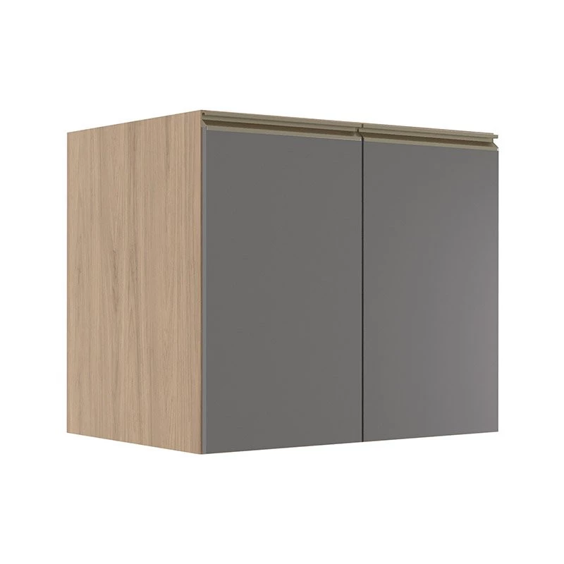 Módulo Balcão 80cm 2 Portas 100% MDF Cozinha Modulada Gold Robel Hanover/Cinza
