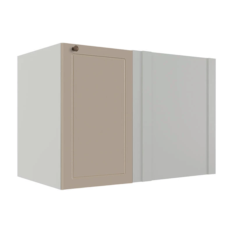 Módulo Balcao de Canto Reto 100cm Direito/Esquerdo 100% MDF Cozinha Provence Robel Branco/Fendi Matte