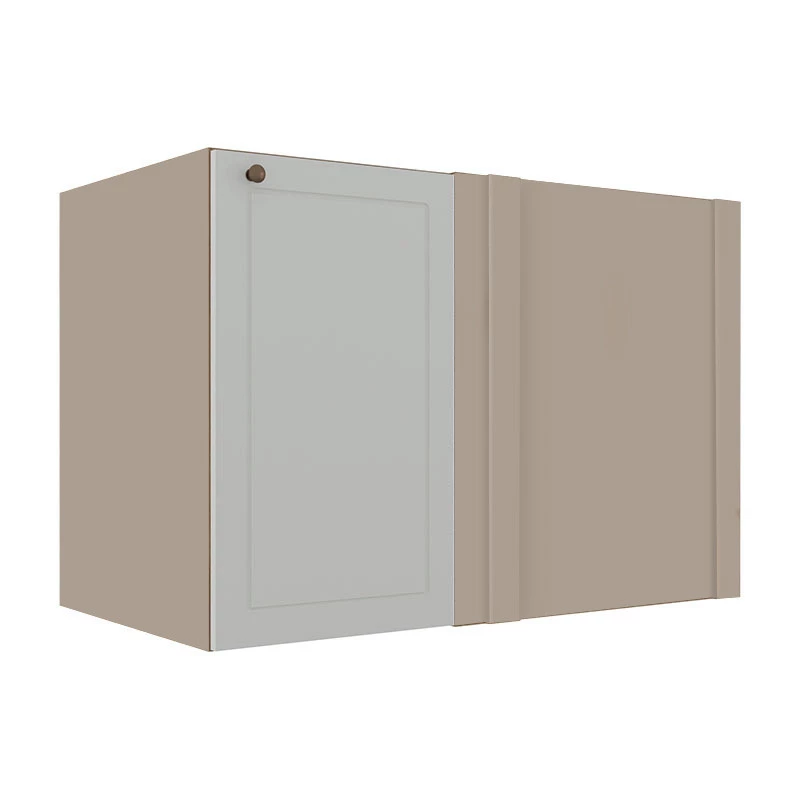 Módulo Balcao de Canto Reto 100cm Direito/Esquerdo 100% MDF Cozinha Provence Robel Fendi/Branco Matte