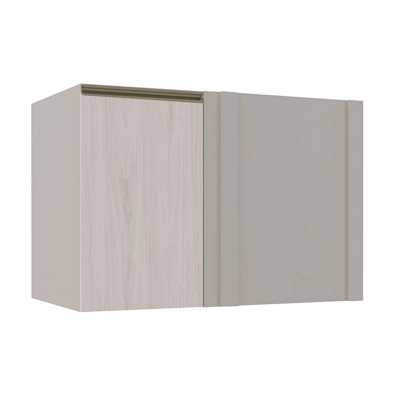 Módulo Balcao De Canto Reto 100cm Esquerdo 100% MDF Cozinha Modulada Gold Robel Fendi/Aspen
