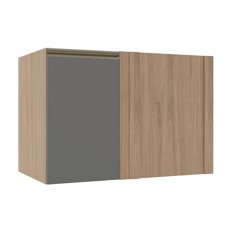 Módulo Balcao De Canto Reto 100cm Esquerdo 100% MDF Cozinha Modulada Gold Robel Hanover/Cinza