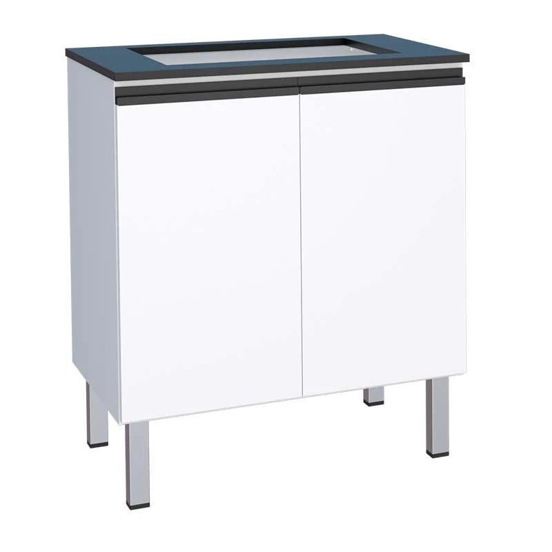 Balcão de Aço Para Cooktop 4 Bocas 2 Portas 77cm Gaia Flat Cozimax Branco