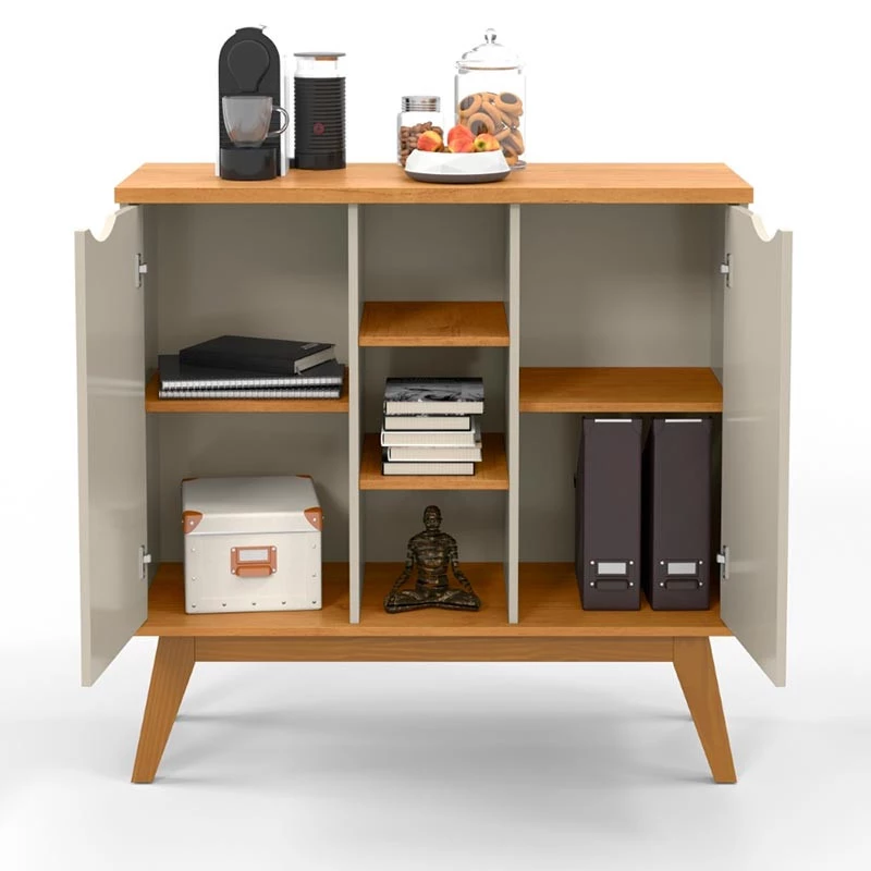 Balcão Pequeno Cantinho do Café 100cm 2 Portas Prism Patrimar Off White/Cinamomo