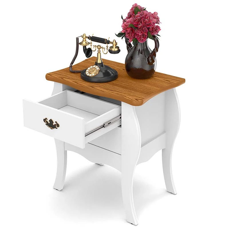 Bombê Retrô Sala Quarto 2 Gavetas 68x45x71 Premier Patrimar Branco/Cumaru