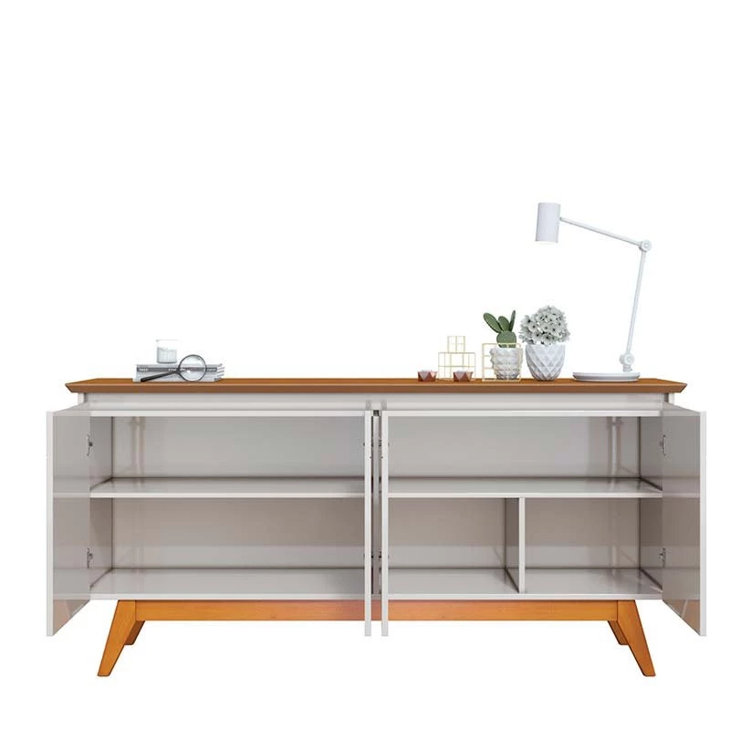 Balcão Buffet 1.65cm Para Sala de Jantar 4 Portas Classic Imcal Off White/Freijó