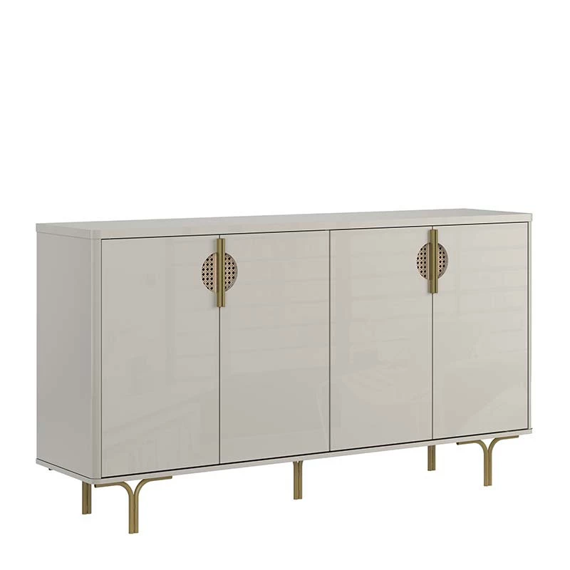 Buffet Balcão 160cm 4 Portas Pés Ferro Marsala Lukaliam Off White