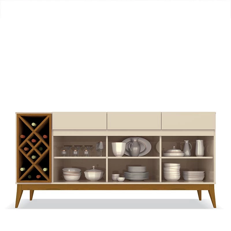 Buffet Sala Jantar Adega 170cm Passion EDN Off White/Cedro Naturale