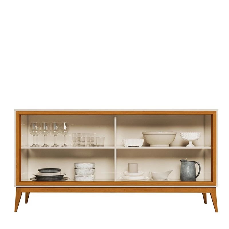 Aparador Buffet Para Sala 4 Portas 160 Middag EAX Off White/Cedro