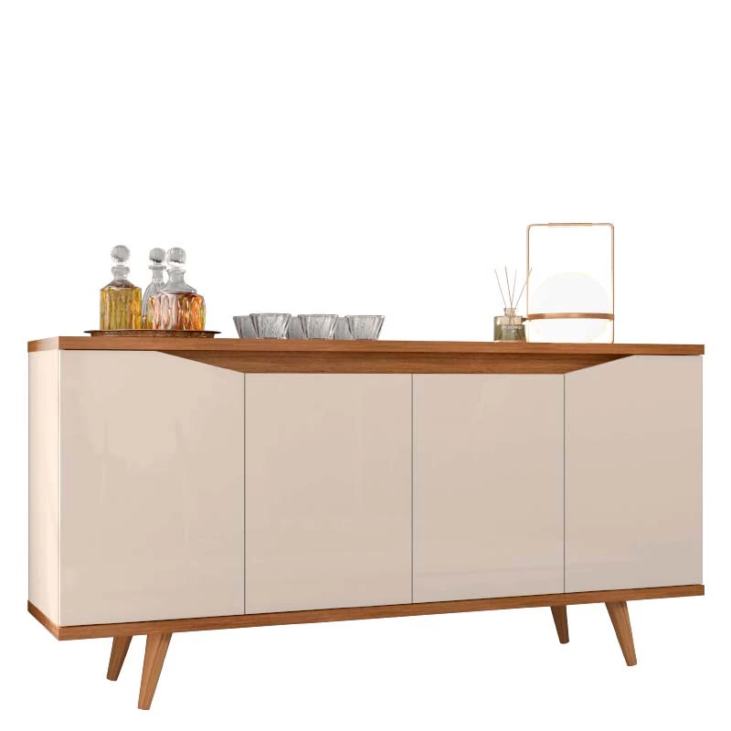 Buffet Balcão 1.6 Sala de Jantar 4 Portas Grace Casa D Off White/Cedro