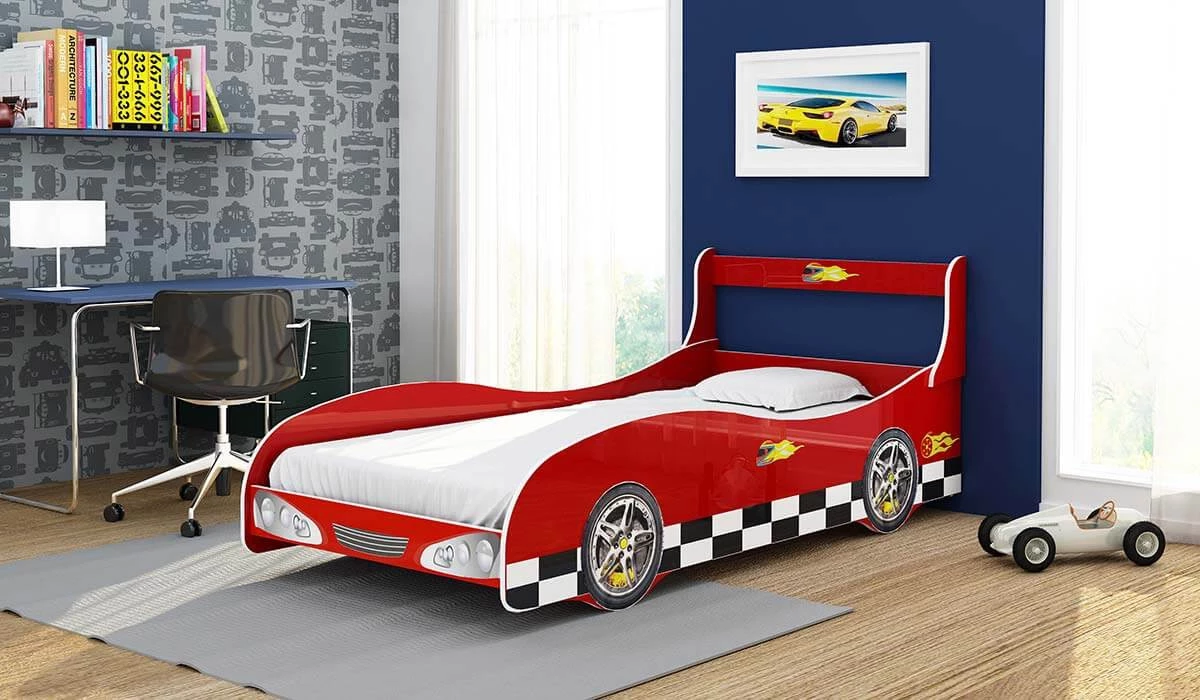 Cama de Solteiro Carro Rally Gelius Vermelho