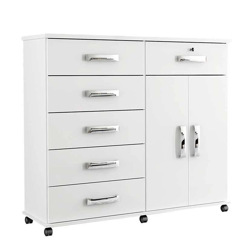 Cômoda Sapateira 1 Porta 6 Gavetas 126cm Platina Lukaliam Branco
