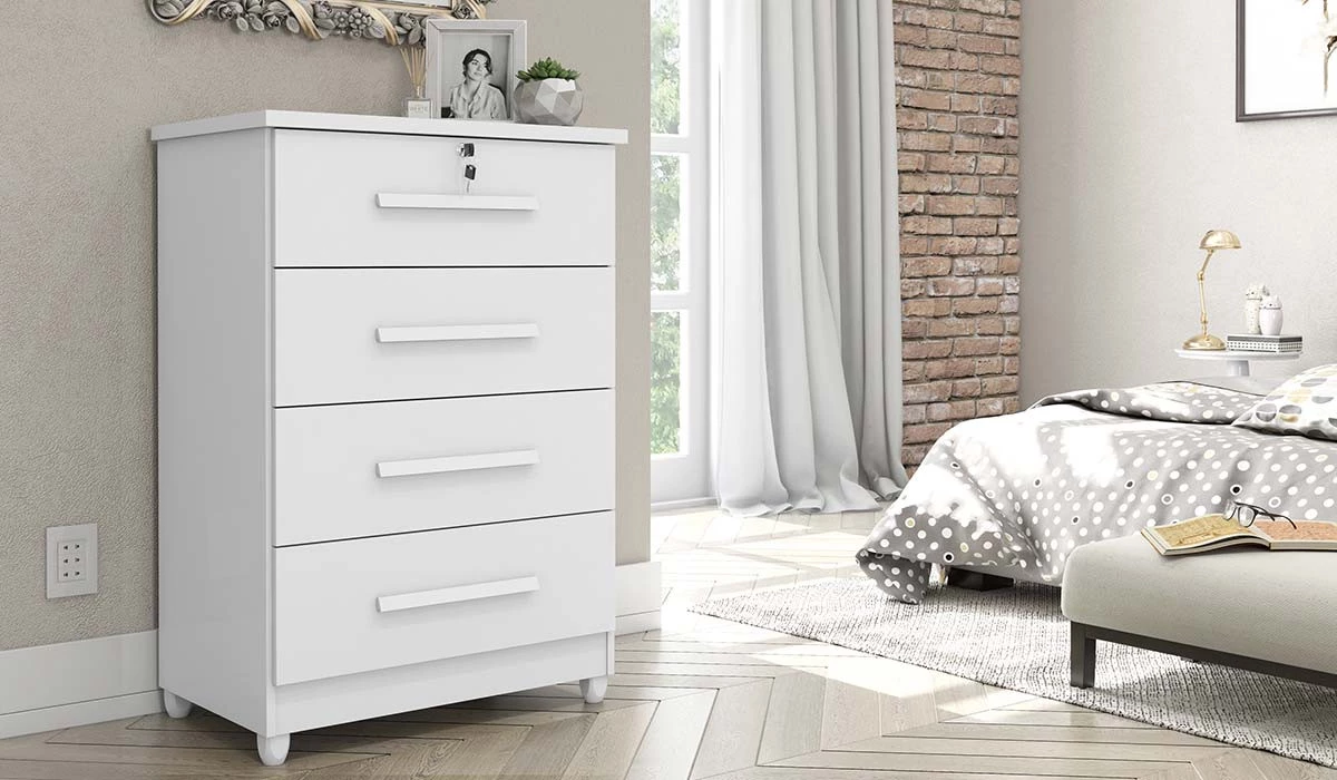 Cômoda Pequena Com Chave Sofi Patrimar Branco