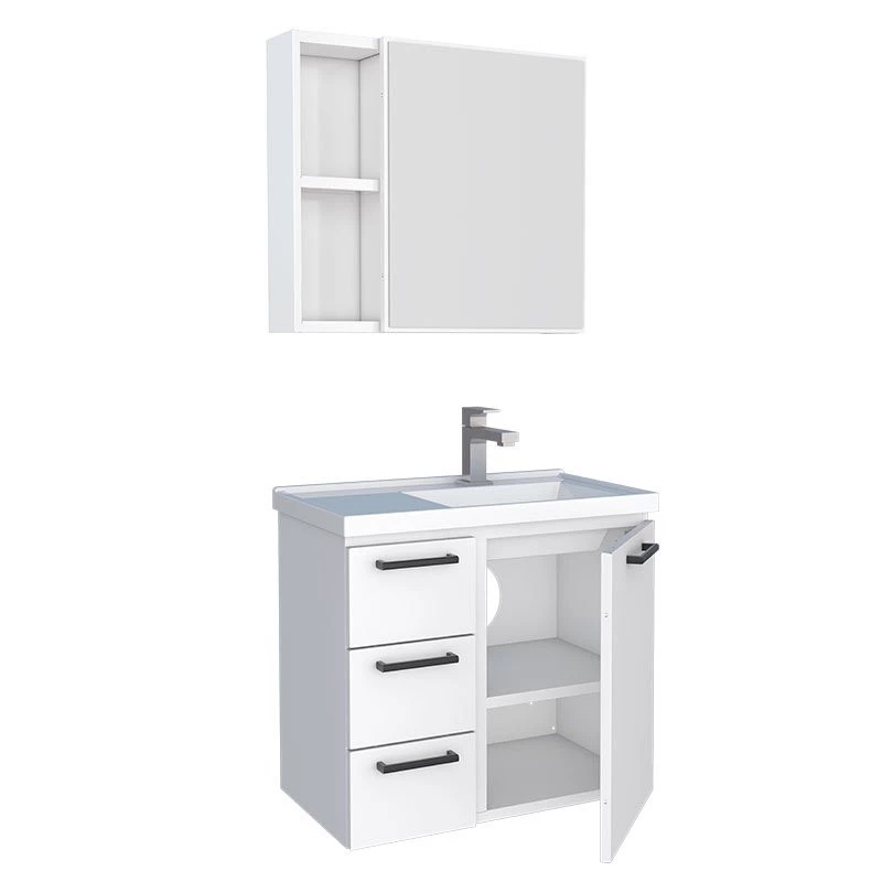 Conjunto Para Banheiro Aço Gabinete com Espelho Ameixa 60 Cozimax Branco